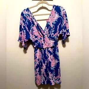 Lilly Pulitzer summer dress skort coral navy print matching flip flops